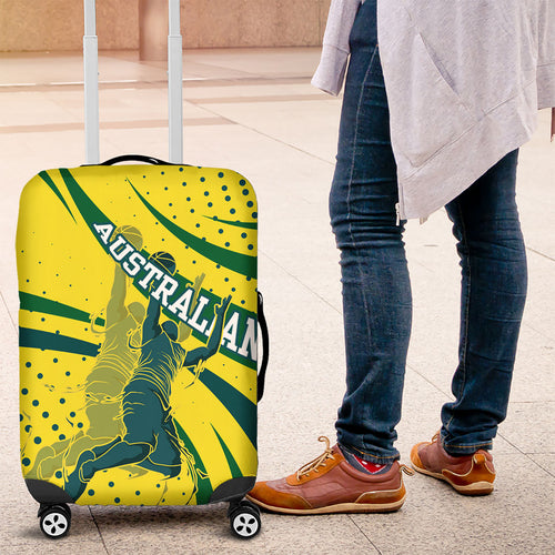 Australian Boomers Basketball Luggage Cover Abstract Wave Halftone Pattern With Dynamic Athlete Silhouette