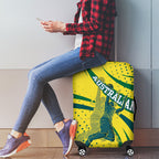 Australian Boomers Basketball Luggage Cover Abstract Wave Halftone Pattern With Dynamic Athlete Silhouette