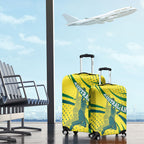 Australian Boomers Basketball Luggage Cover Abstract Wave Halftone Pattern With Dynamic Athlete Silhouette