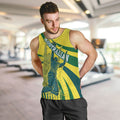 Australian Boomers Basketball Men Tank Top Abstract Wave Halftone Pattern With Dynamic Athlete Silhouette