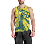 Australian Boomers Basketball Men Tank Top Abstract Wave Halftone Pattern With Dynamic Athlete Silhouette