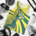 Australian Boomers Basketball Men Tank Top Abstract Wave Halftone Pattern With Dynamic Athlete Silhouette