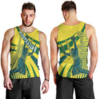 Australian Boomers Basketball Men Tank Top Abstract Wave Halftone Pattern With Dynamic Athlete Silhouette