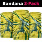 Australian Boomers Basketball Neck Gaiter Abstract Wave Halftone Pattern With Dynamic Athlete Silhouette