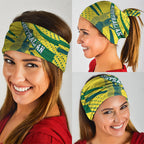 Australian Boomers Basketball Neck Gaiter Abstract Wave Halftone Pattern With Dynamic Athlete Silhouette