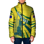 Australian Boomers Basketball Padded Jacket Abstract Wave Halftone Pattern With Dynamic Athlete Silhouette