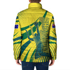 Australian Boomers Basketball Padded Jacket Abstract Wave Halftone Pattern With Dynamic Athlete Silhouette