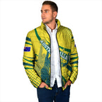 Australian Boomers Basketball Padded Jacket Abstract Wave Halftone Pattern With Dynamic Athlete Silhouette