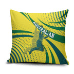Australian Boomers Basketball Pillow Cover Abstract Wave Halftone Pattern With Dynamic Athlete Silhouette