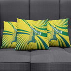 Australian Boomers Basketball Pillow Cover Abstract Wave Halftone Pattern With Dynamic Athlete Silhouette