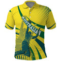 Australian Boomers Basketball Polo Shirt Abstract Wave Halftone Pattern With Dynamic Athlete Silhouette