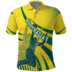 Australian Boomers Basketball Polo Shirt Abstract Wave Halftone Pattern With Dynamic Athlete Silhouette