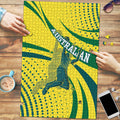 Australian Boomers Basketball Puzzle Abstract Wave Halftone Pattern With Dynamic Athlete Silhouette
