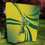 Australian Boomers Basketball Quilt Abstract Wave Halftone Pattern With Dynamic Athlete Silhouette