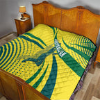 Australian Boomers Basketball Quilt Abstract Wave Halftone Pattern With Dynamic Athlete Silhouette