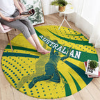 Australian Boomers Basketball Round Carpet Abstract Wave Halftone Pattern With Dynamic Athlete Silhouette