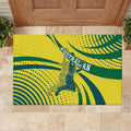 Australian Boomers Basketball Rubber Doormat Abstract Wave Halftone Pattern With Dynamic Athlete Silhouette