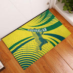 Australian Boomers Basketball Rubber Doormat Abstract Wave Halftone Pattern With Dynamic Athlete Silhouette