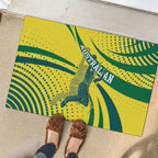 Australian Boomers Basketball Rubber Doormat Abstract Wave Halftone Pattern With Dynamic Athlete Silhouette