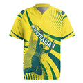 Australian Boomers Basketball Rugby Jersey Abstract Wave Halftone Pattern With Dynamic Athlete Silhouette