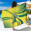 Australian Boomers Basketball Sarong Abstract Wave Halftone Pattern With Dynamic Athlete Silhouette
