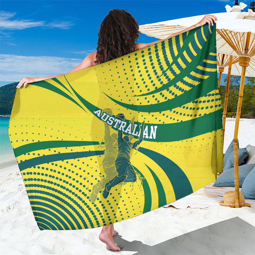 Australian Boomers Basketball Sarong Abstract Wave Halftone Pattern With Dynamic Athlete Silhouette