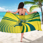 Australian Boomers Basketball Sarong Abstract Wave Halftone Pattern With Dynamic Athlete Silhouette