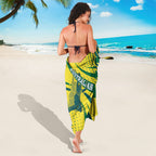 Australian Boomers Basketball Sarong Abstract Wave Halftone Pattern With Dynamic Athlete Silhouette