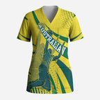Australian Boomers Basketball Scrub Top Abstract Wave Halftone Pattern With Dynamic Athlete Silhouette