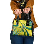 Australian Boomers Basketball Shoulder Handbag Abstract Wave Halftone Pattern With Dynamic Athlete Silhouette