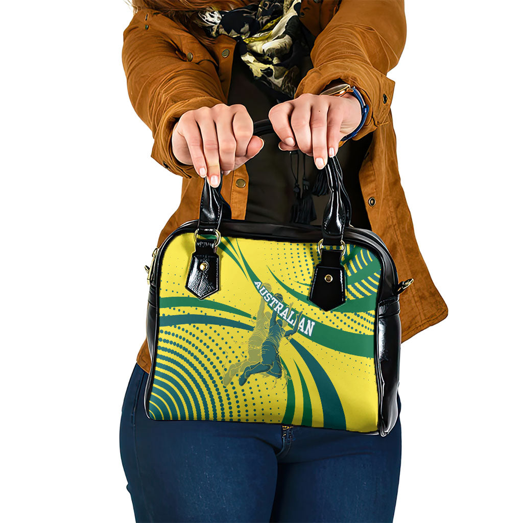 Australian Boomers Basketball Shoulder Handbag Abstract Wave Halftone Pattern With Dynamic Athlete Silhouette