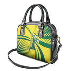 Australian Boomers Basketball Shoulder Handbag Abstract Wave Halftone Pattern With Dynamic Athlete Silhouette