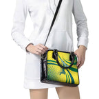 Australian Boomers Basketball Shoulder Handbag Abstract Wave Halftone Pattern With Dynamic Athlete Silhouette