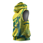 Australian Boomers Basketball Sleeveless Hoodie Abstract Wave Halftone Pattern With Dynamic Athlete Silhouette
