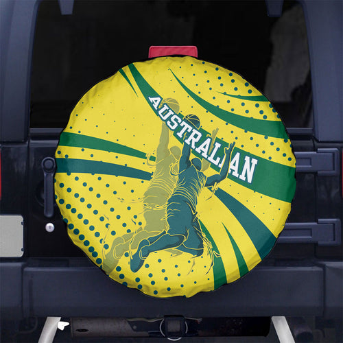 Australian Boomers Basketball Spare Tire Cover Abstract Wave Halftone Pattern With Dynamic Athlete Silhouette