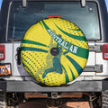 Australian Boomers Basketball Spare Tire Cover Abstract Wave Halftone Pattern With Dynamic Athlete Silhouette