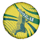Australian Boomers Basketball Spare Tire Cover Abstract Wave Halftone Pattern With Dynamic Athlete Silhouette