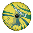 Australian Boomers Basketball Spare Tire Cover Abstract Wave Halftone Pattern With Dynamic Athlete Silhouette