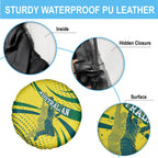 Australian Boomers Basketball Spare Tire Cover Abstract Wave Halftone Pattern With Dynamic Athlete Silhouette
