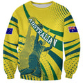 Australian Boomers Basketball Sweatshirt Abstract Wave Halftone Pattern With Dynamic Athlete Silhouette