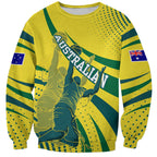 Australian Boomers Basketball Sweatshirt Abstract Wave Halftone Pattern With Dynamic Athlete Silhouette