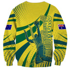 Australian Boomers Basketball Sweatshirt Abstract Wave Halftone Pattern With Dynamic Athlete Silhouette