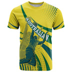 Australian Boomers Basketball T Shirt Abstract Wave Halftone Pattern With Dynamic Athlete Silhouette