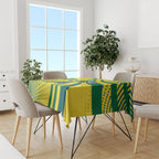 Australian Boomers Basketball Tablecloth Abstract Wave Halftone Pattern With Dynamic Athlete Silhouette