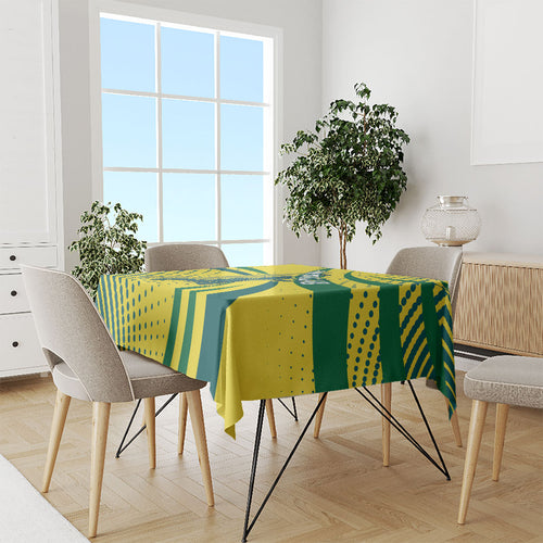 Australian Boomers Basketball Tablecloth Abstract Wave Halftone Pattern With Dynamic Athlete Silhouette