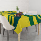 Australian Boomers Basketball Tablecloth Abstract Wave Halftone Pattern With Dynamic Athlete Silhouette
