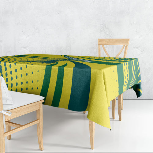 Australian Boomers Basketball Tablecloth Abstract Wave Halftone Pattern With Dynamic Athlete Silhouette