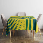 Australian Boomers Basketball Tablecloth Abstract Wave Halftone Pattern With Dynamic Athlete Silhouette