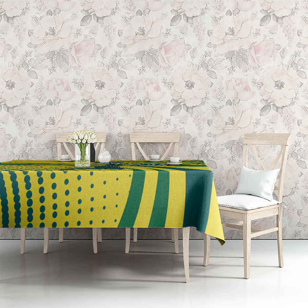 Australian Boomers Basketball Tablecloth Abstract Wave Halftone Pattern With Dynamic Athlete Silhouette