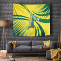 Australian Boomers Basketball Tapestry Abstract Wave Halftone Pattern With Dynamic Athlete Silhouette